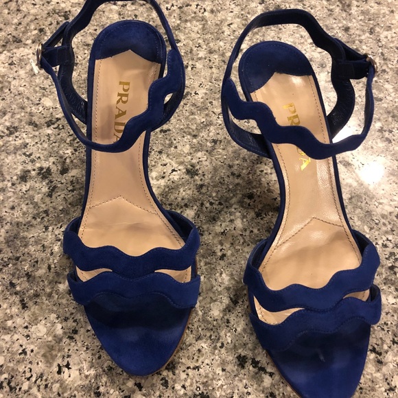 Prada Shoes - - Prada blue suede High heel shoes